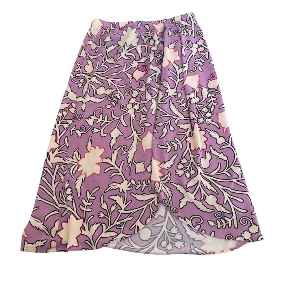 Knox Rose Purple Floral Midi Skirt XS Cottagecore Boho Prairie Spring